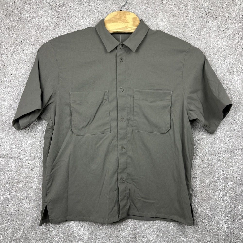 Lululemon Men's Relaxed Fit Shirt Short Sleeve Nomad Brown Green NO SIZE L/XL